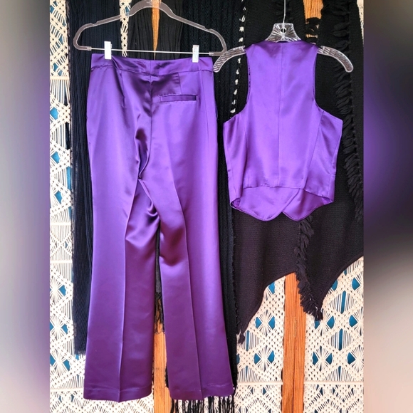 Jason Wu Eggplant Satin 2 Piece Tuxedo Set - Picture 3 of 3